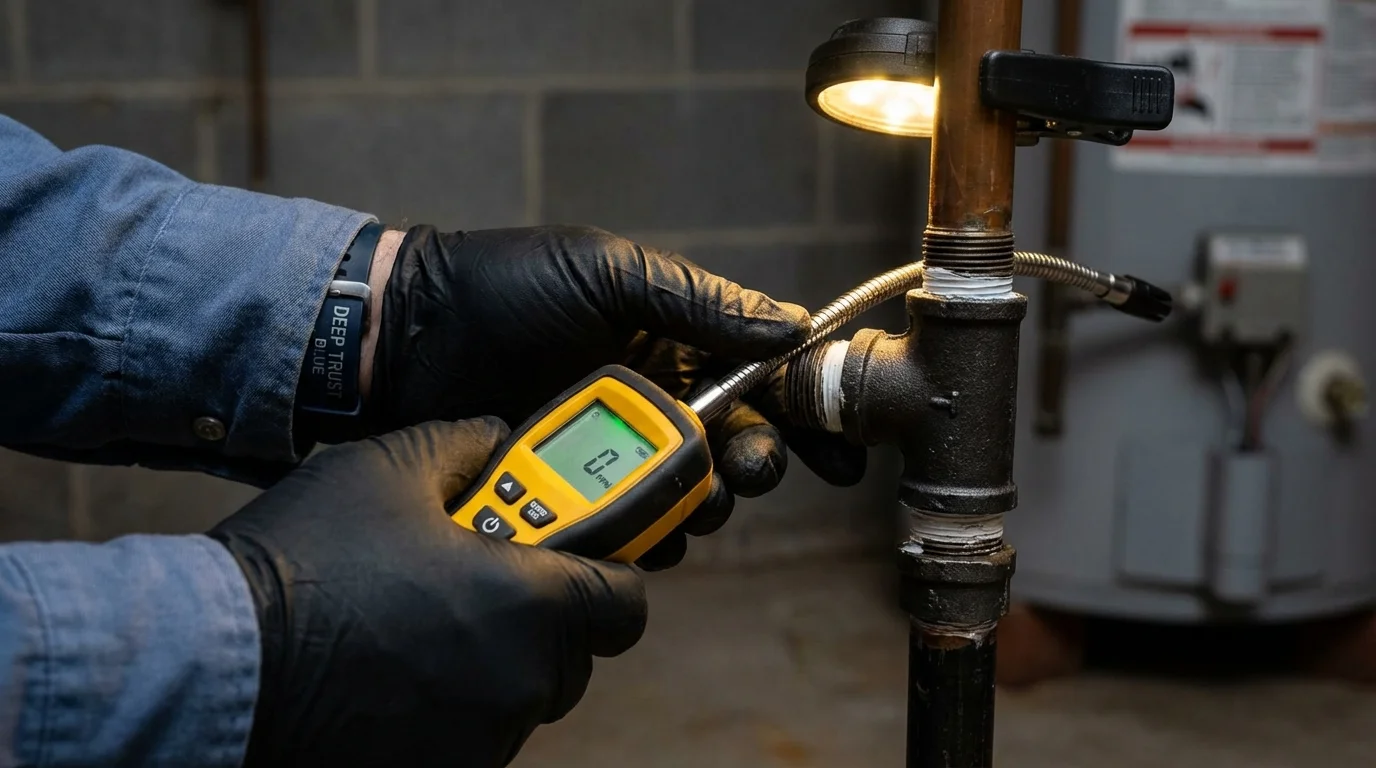 Gas leak detection with electronic sniffer by Johns Plumbing LLC in Rosenberg