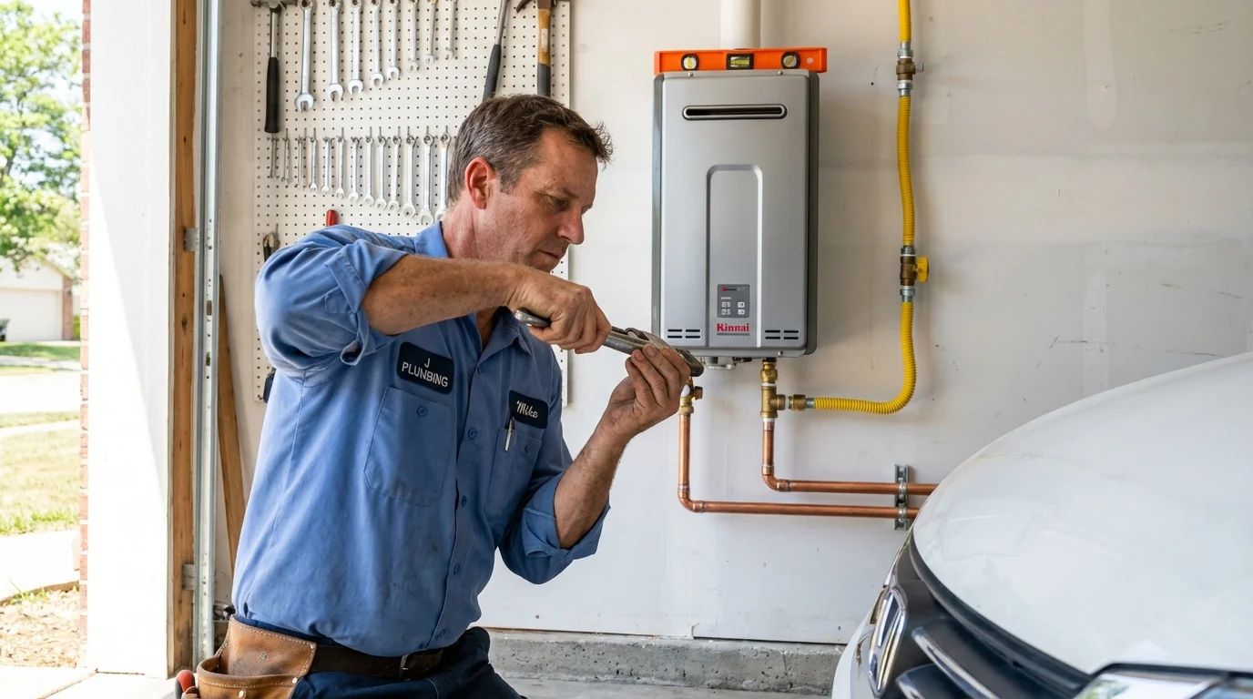 Tankless water heater installation by a Johns Plumbing LLC plumber in Rosenberg